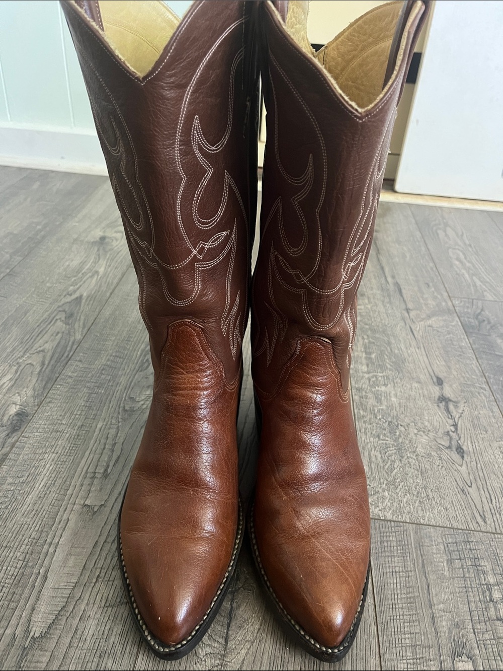 Women's Brown Leather Western Heeled Boots